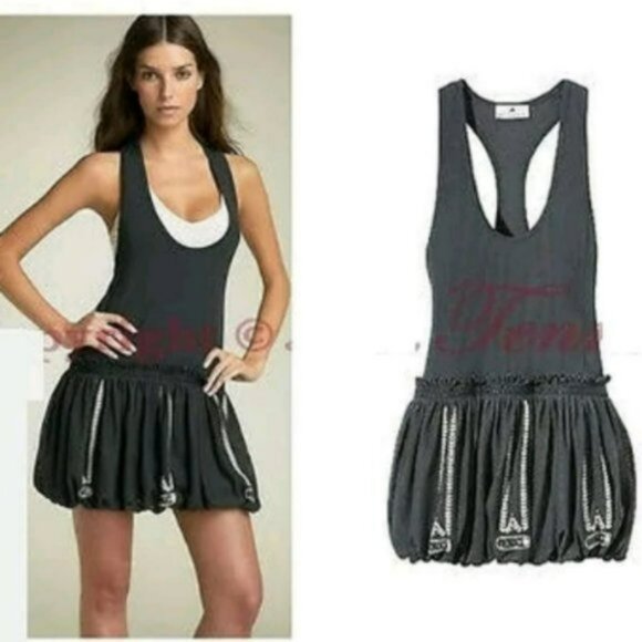 NWT Adidas Stella McCartney Tennis Dress bubble Skirt M Medium Dark Gray